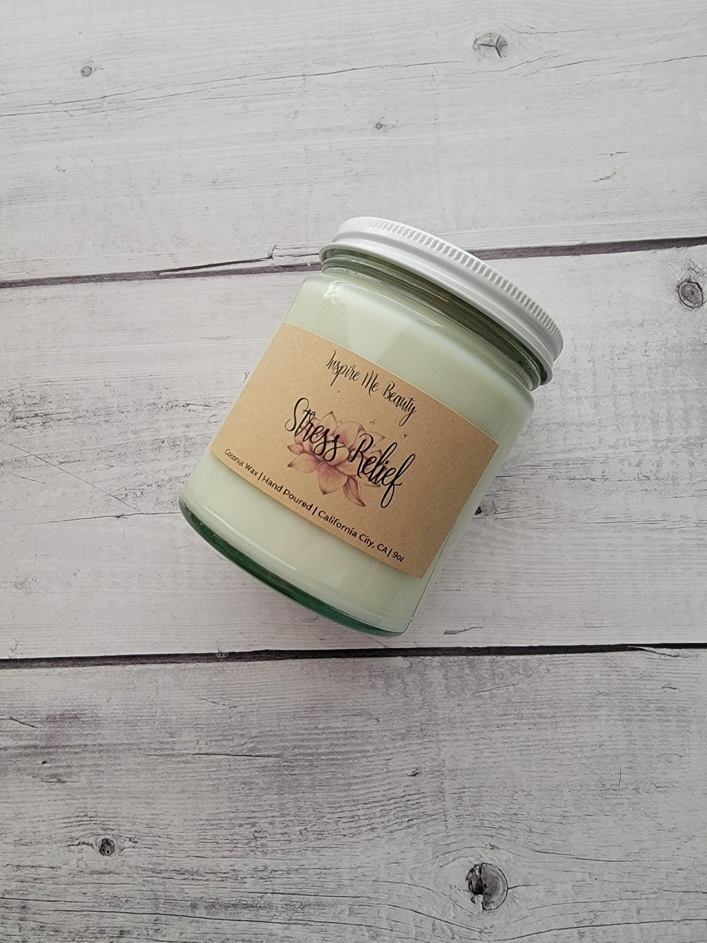 Stress Relief Coconut Wax Candle by Inspire Me Beauty